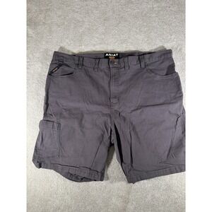Ariat Rebar Tough Shorts Men's 50 Gray M4 Relaxed Utility Work Cargo Pocket 9.5"